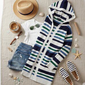 Evelyn Taylor Striped Hooded Cardigan